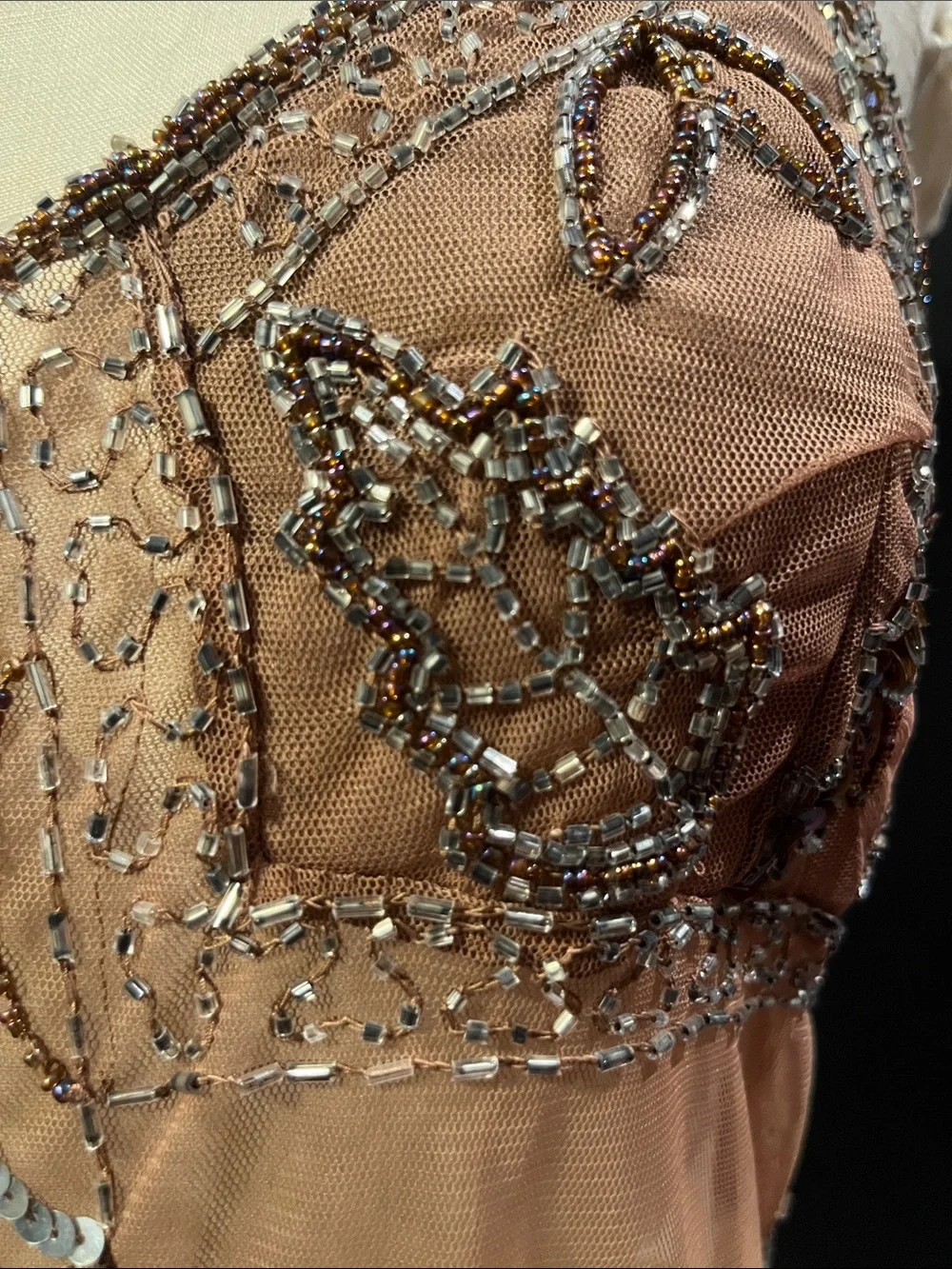 Beaded Sheer Peach Camisole Top - Picture 3 of 9